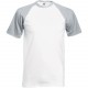 T-SHIRT BASEBALL VALUEWEIGHT, Couleur : White / Heather Grey, Taille : 3XL